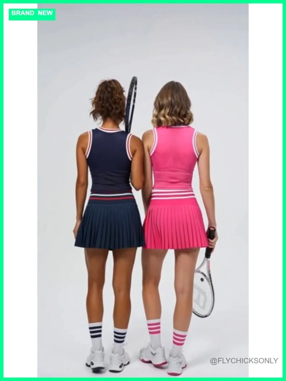 High Waisted Pleated Tennis Skirt Set with Built-in Bra and Pockets